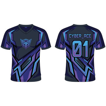 Esports gaming jersey uniform front and back design with v neck, template