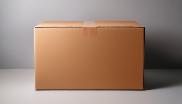 simple brown cardboard box for packaging and shipping with plain surface on light background