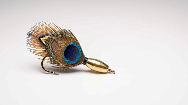 Fishing fly lure with peacock feather and gold body