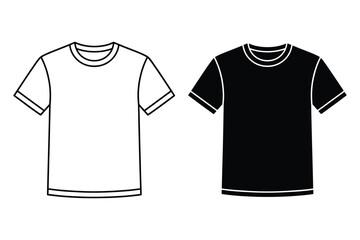 Fototapeta premium T shirt mockup set black and white line art apparel template