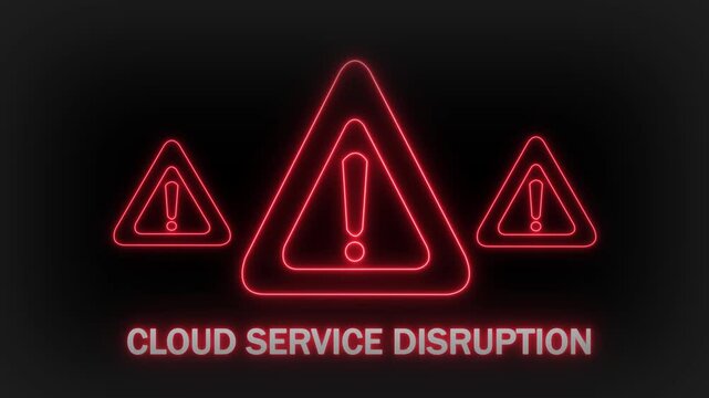A digital representation of a critical alert featuring three bright red neon warning triangles with exclamation marks, positioned horizontally with a larger central triangle, set against a dark