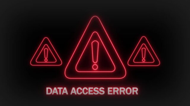 A digital alert screen showing three glowing red neon exclamation mark warning triangles in a horizontal formation with the largest in the center, set against a dark background, and the text DAT