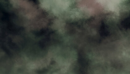 Moody green mist, dark forest fog, atmospheric smoke texture, mysterious deep shadow background. © MS