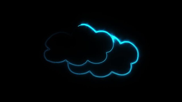 Cyan electric atmosphere vapor icon glowing in dark space.