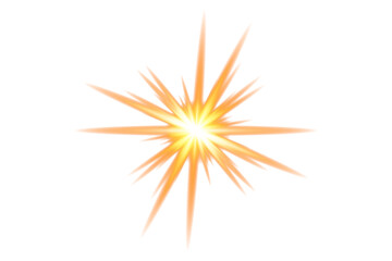 Fototapeta premium Bright orange starburst explosion with radiant light streaks on white