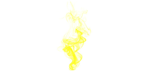 Obraz premium Bright yellow smoke swirl isolated on black background abstract vapor mist texture for creative design and motion effect