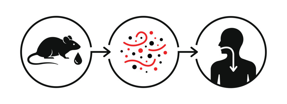 Hantavirus Transmission Icon Rodent to Human Infection Vector Illustration