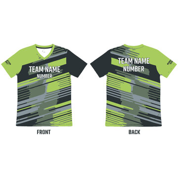Lime green and grey diagonal line pattern sports jersey design template