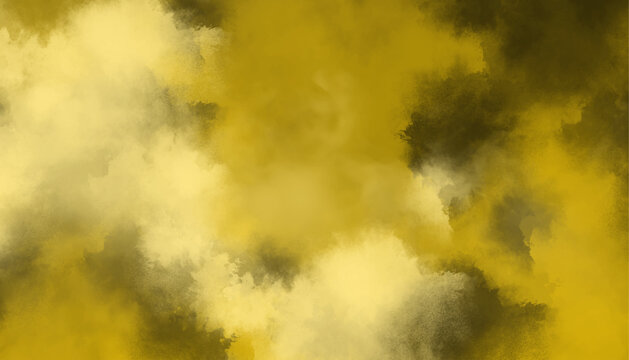 Golden ochre watercolor backdrop with soft smoky clouds and grainy texture for warm design work.