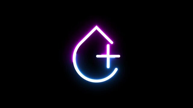 Glowing neon blood test icon animation.