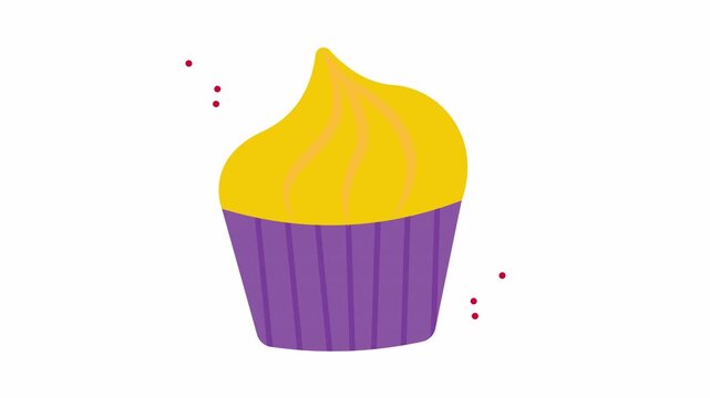 Simple vector illustration of a yellow purple cupcake. Great for bakery logos, food blogs, and dessertthemed designs. Sweet and eyecatching.