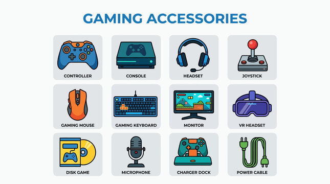 Various gaming accessories displayed on a table indoors