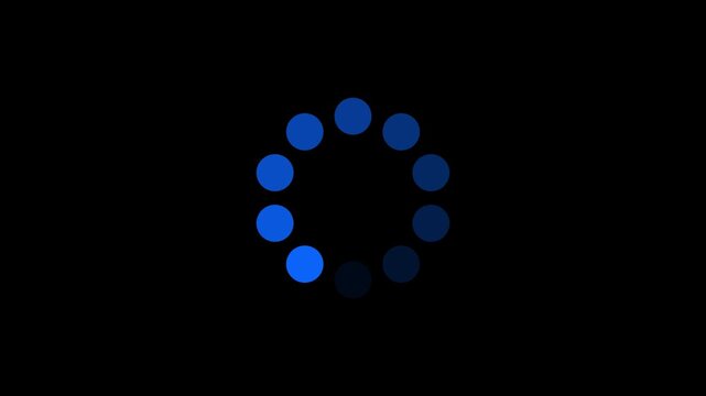 Black gradient dotted round loading page video design on black screen