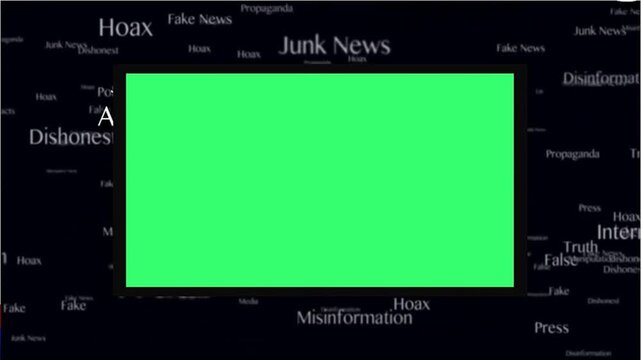 Fake News and Misinformation Typography Text Background with Green Screen