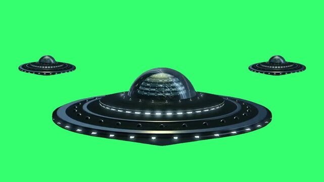 Sci-Fi Alien UFO Spaceship with Green Screen Background"