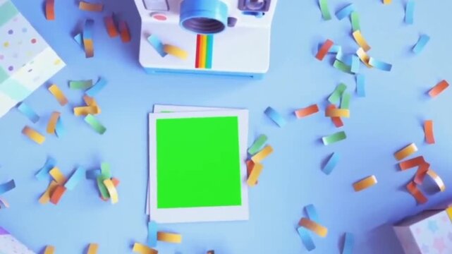 Happy Birthday Video Template with Green Screen Photo Frames and Confetti