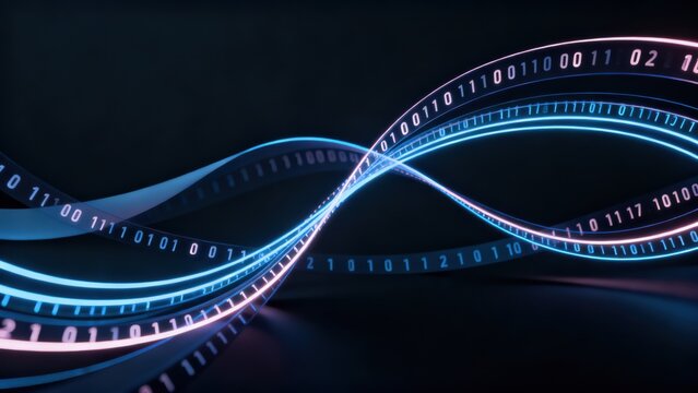 Abstract digital binary wave lines
