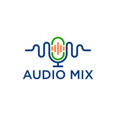 Fototapeta premium microphone and sound waves