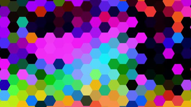 interlocking colored geometric shapes changing abstract motion background, mosaic pattern, commonly used for digital signage, VJ loops, and web design textures