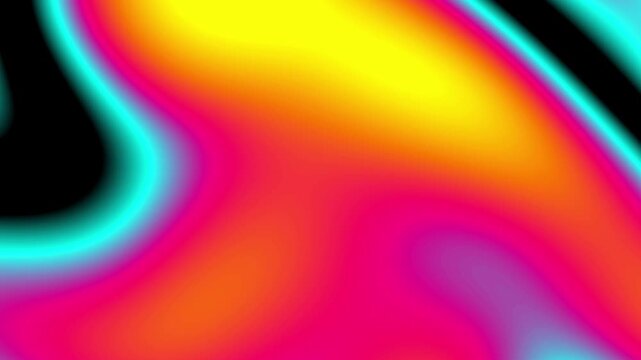 Vibrant retro VHS liquid chrome background with cyan magenta orange metallic gradients and futuristic flowing neon motion effects. 4K Video