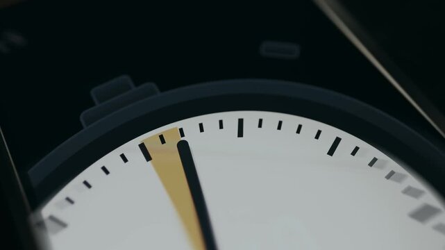 Clock with a yellow highlighted section representing a time interval