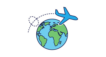 Naklejka premium Airplane flying around the globe icon vector illustration