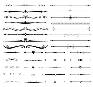 Decorative divider collection. Divider line set ornamental border decorative vector
