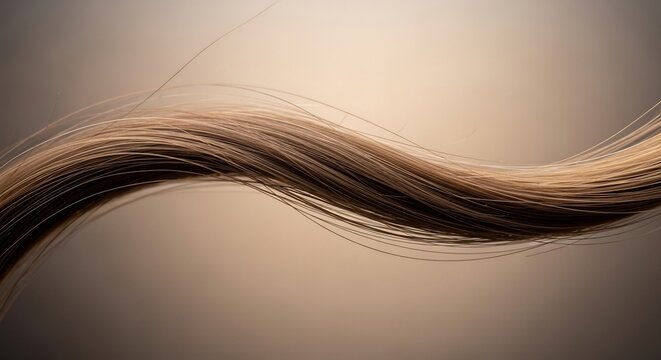 Close Up Macro Shot of a Single Strand of Wavy Brown Hair.
