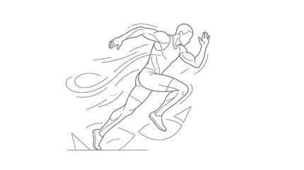 Obraz premium Athlete Running Fast - Dynamic Line Art Illustration of Speed and Motion