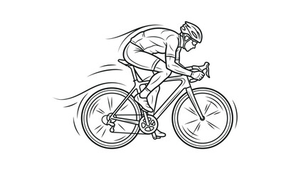 Obraz premium Cyclist Speeding on Road Bike, Athletic Man Riding Bicycle, Dynamic Motion Illustration
