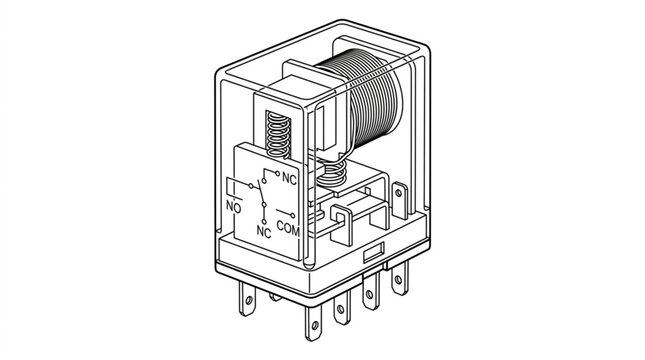 Clear View of an Electrical Relay Component with Coil.