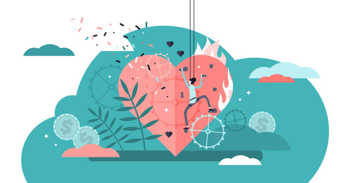 Passion illustration, transparent background. Flat tiny enjoyment sport hobby persons concept. Abstract enthusiasm, satisfaction, pleasure and motivation activity for process admiration.
