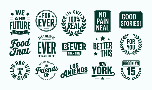 Vintage typography badges set vector for t-shirt design and retro branding stickers or labels