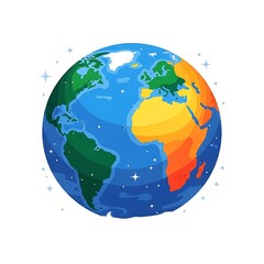 Fototapeta premium Colorful world map with continents and blue oceans