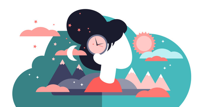 Biological clock illustration, transparent background. Flat tiny aging childless persons concept. Woman reproductive and fertilisation level decreasing with time.