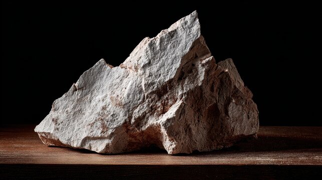 Jagged rough stone fragment with detailed texture against a dark background