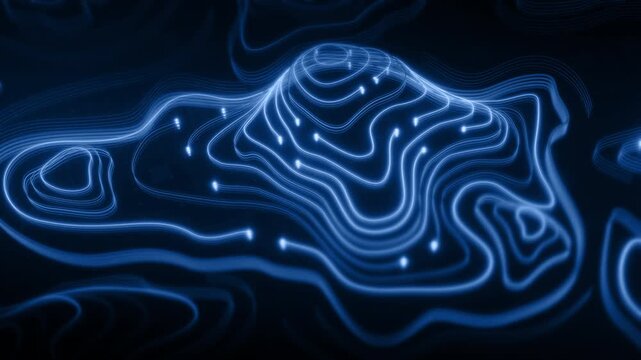 Futuristic Holographic Terrain environment, geomorphology, topography motion graphic user interface head up display screen