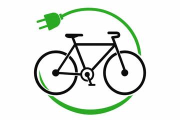 Obraz premium Graphic bicycle with charging plug and green circular arc