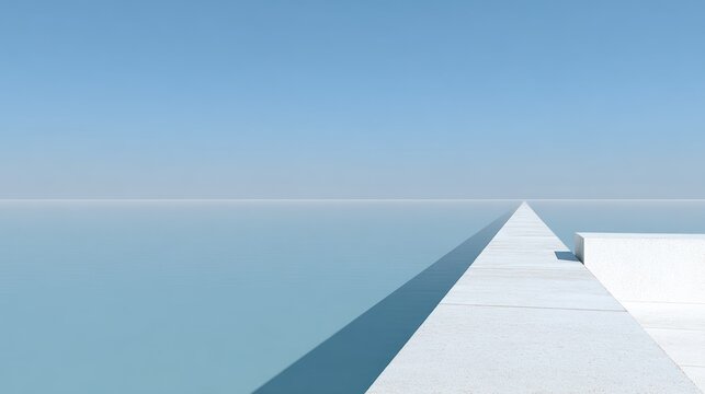 Minimalist concrete walkway extends into the expansive horizon under a clear sky