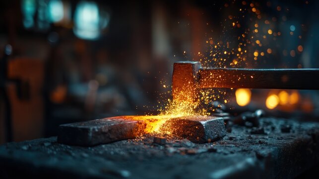 Blacksmithing forge sparks