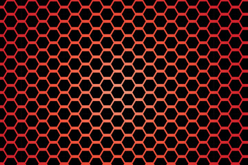 A striking red hexagonal pattern fades to black creating a visual gradient © Defendar13