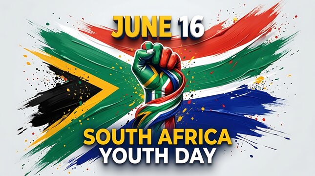 Youth day south africa commemoration june 16th illustration with raised fist and national flag