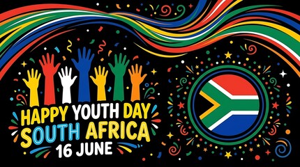 Fototapeta premium Happy youth day south africa celebrations june 16th