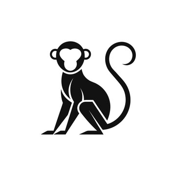 Minimal Full Body Monkey Vector Emblem