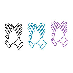 Obraz premium Set of Five Raised Hands in Line Art Outline Style