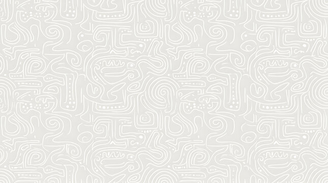 Seamless pattern with abstract hand drawn tribal lines and dots