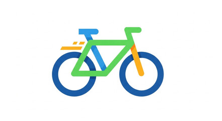 Fototapeta premium Colorful geometric bicycle icon with motion lines.