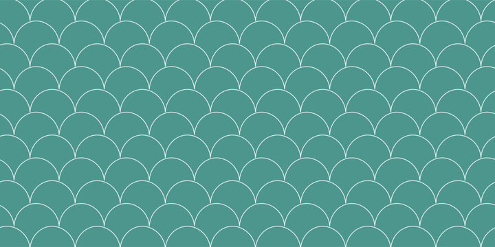 Seamless pattern of hand drawn white scale on green background