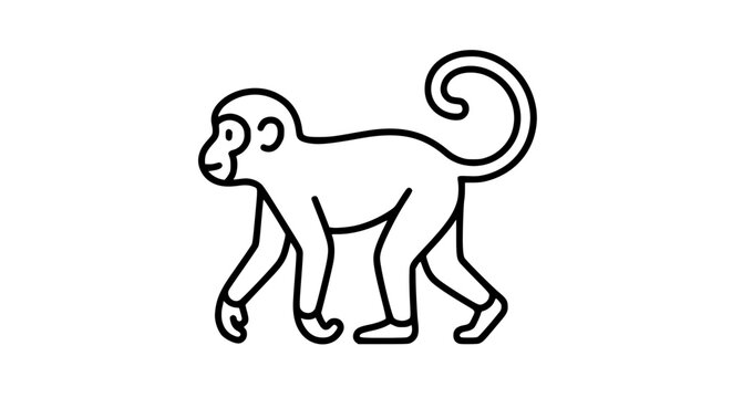 Minimal Full Body Monkey Vector Emblem outline