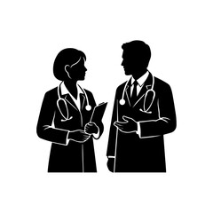 Fototapeta premium Doctor Team Silhouette Vector Healthcare Professionals Illustration